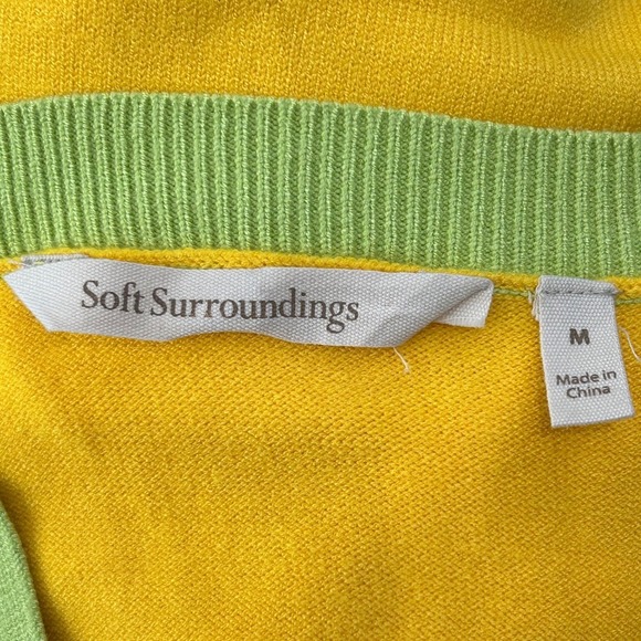 Soft Surroundings Yellow Tropical Bird of Paradise Knit Sweater 1/2 Sleeve Med - Picture 4 of 9